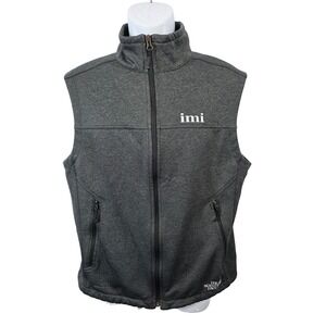 The North Face Mens Vest Medium Full Zip Heathered Gray With IMI Logo & Pockets